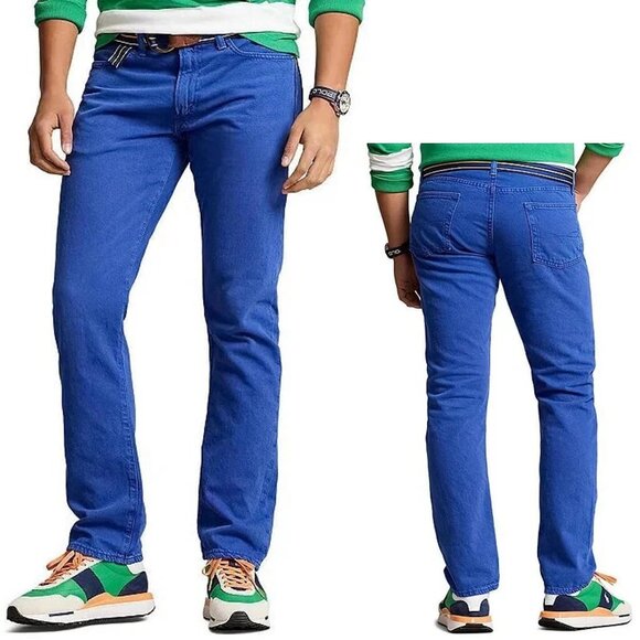 NWT New $138 Polo Ralph Lauren Varick Slim Straight Blue Jeans Size 44 x 36